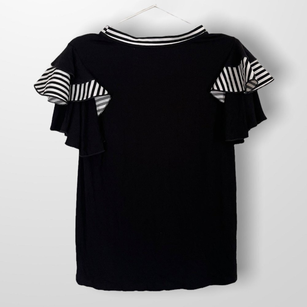 Embroidered Rainbow Shirt With Ruffle Sleeves Size Small - Picture 3 of 8